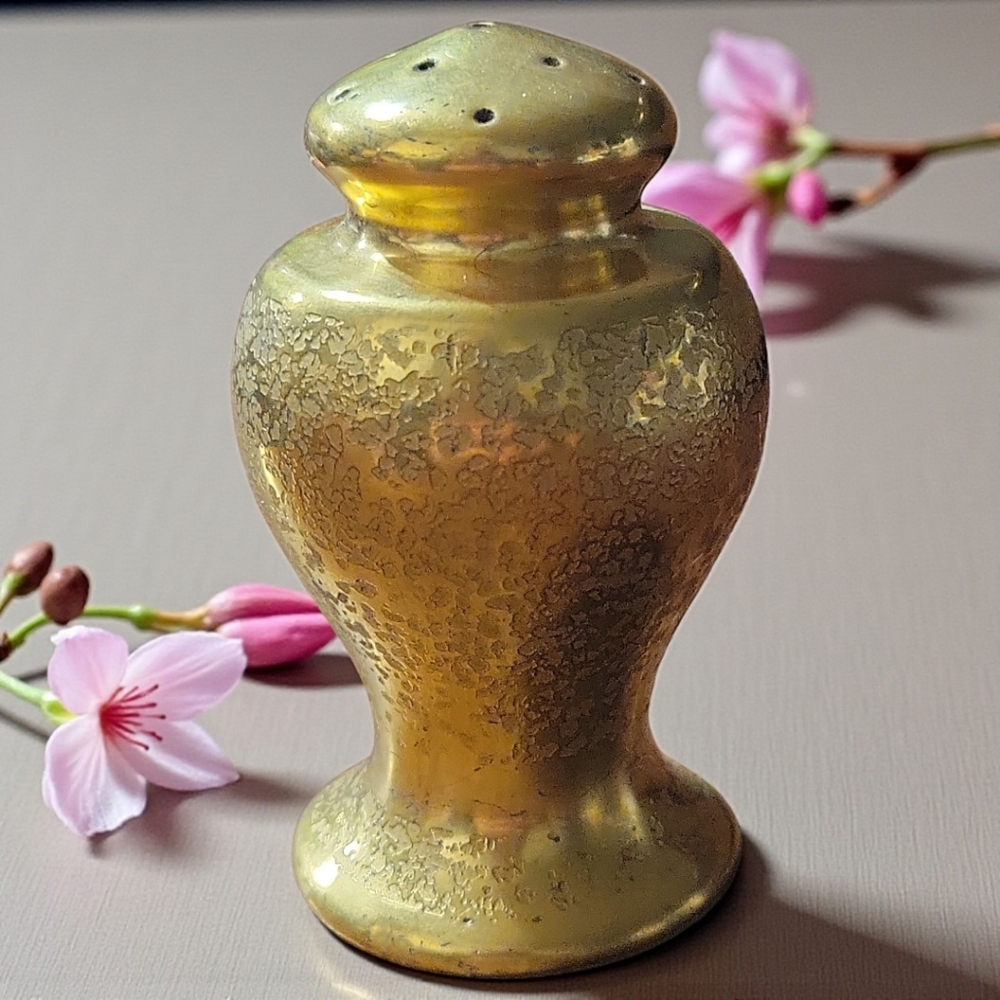 Vtg Pickard 24 Kt Gold Encrusted Hand Painted Porcelain Salt/Pepper Shaker